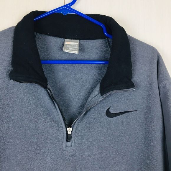 NIKE Men's Gray Black 1/4 Zip Embroidered Logo Pullover Sweater Golf Sweater L - Picture 3 of 12